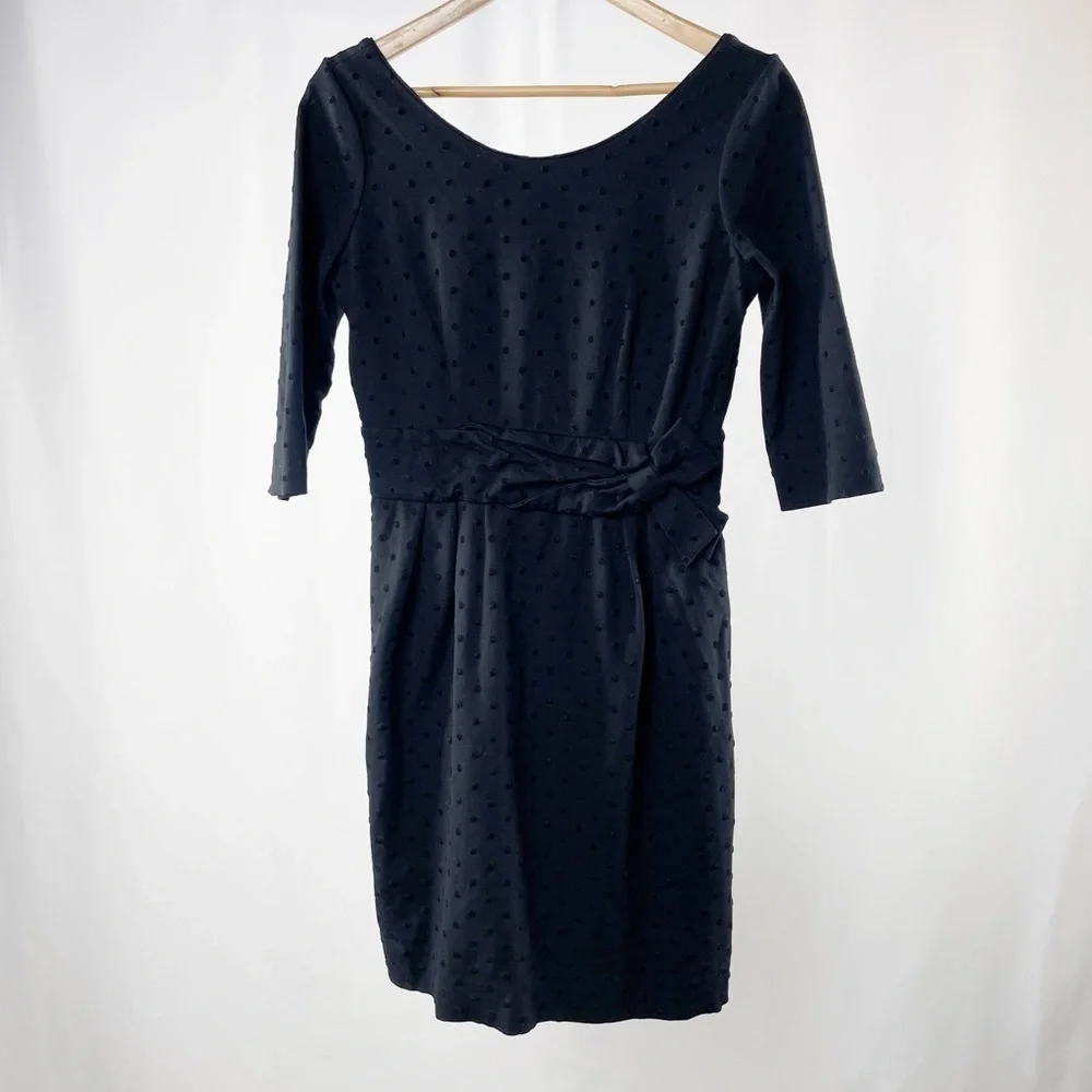Kate‎ Spade Magdalena Velvet Dot Bow Tie Sheath Dress in Black Size 8